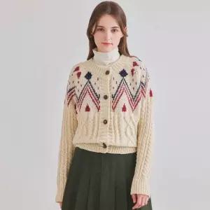 포커스 기하학패턴라운드넥니트가디건 PBBF3W3KC4561 327201