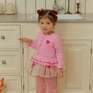 세라 여아 하트 와플골지 가디건 2피스 구성 봄가을 간절기 등원 외출 촬영 코디룩