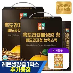 [+레몬생강스틱 1박스] 흑도라지 배 생강 청 스틱 100포x2박스 실속형 배도라지즙