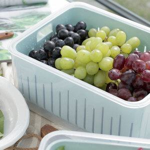 나누담 채반용기 물빠짐 바구니/야채,과일 보관 밀폐용기 (하늘색) 4000ml 2P