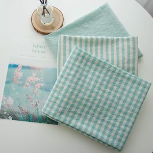 체크 스프라이프 무지 멜란 워싱 면30수 대폭 아쿠아민트