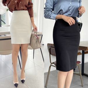 (S~3XL/기장선택) H라인 뒤트임 스판 스커트 치마/오피스룩/하객룩/출근룩/데일리/기본
