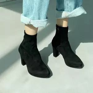 스웨이드 가보시 앵글 부츠 롱 여성 워커 앵클 8.5cm