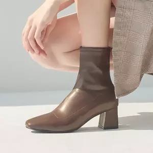 [솔트앤초콜릿] 스퀘어 토 스판 삭스 앵클부츠 412146001 (5.5cm/3colors)