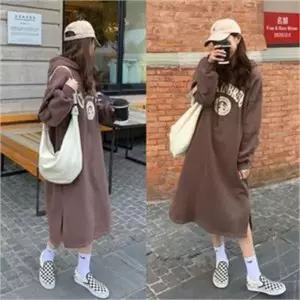 [오노마] ONM 여자 기모 원피스 루즈핏 롱원피스 겨울 후드원피스 (S8056168)