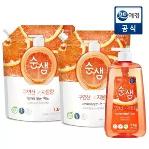 [순샘] 구연산 자몽 주방세제 용기1Kg + 리필 1.6L x 2개