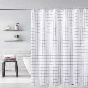 네이처안 방수 샤워 커튼 화이트 체크+커튼링 12P, 180 x 220cm