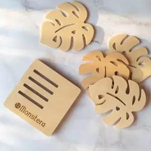 [텐바이텐]포코 자작나무 몬스테라 우드코스터 티코스터 원목 컵받침 세트