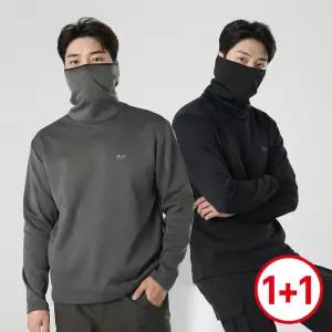 모렉스 1 + 1 겨울 남성 마스크 기모 티셔츠 작업복 폴라 티 등산