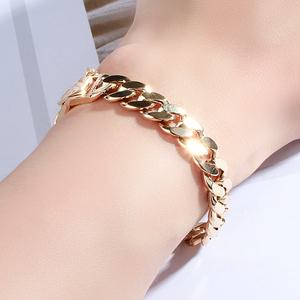 14K 18K 할로우 민자 체인 팔찌 4.3D 5D 커브 볼드 금 남자 여자 커플