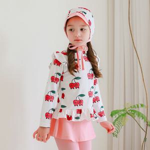 BAY-B 유아 아동 여아 체리베리 래쉬가드 상하의+보넷세트