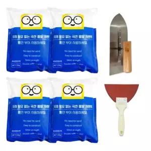 [텐바이텐]타일 줄눈 초속경 방수 백색시멘트1.5kg 4개+미장흙손+헤라