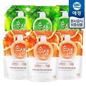 [애경] 순샘 자몽/피톤치드 주방세제 리필 1.2L x6개
