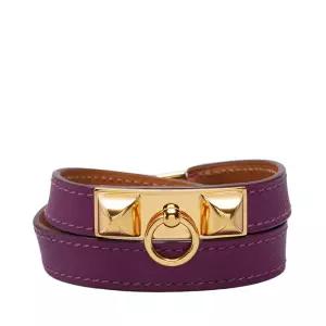 [중고명품] 퍼플 리베일 더블 투어 금장 팔찌