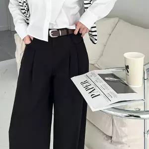 [난닝구] 바우코 벨트뒷밴딩핀턱팬츠