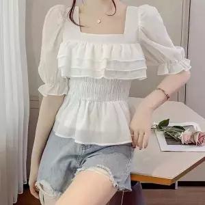 [오노마] ONM 세미 크롭 여성 셔링 포인트 러블리 블라우스 (S10376122)