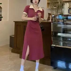 [오노마] ONM 데일리 캐주얼 배색 셔링 슬릿 카라 원피스 (S9872409)