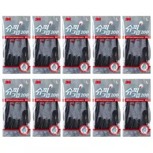 3M 장갑 슈퍼그립200 10켤레 NBR반코팅장갑 그레이 안전