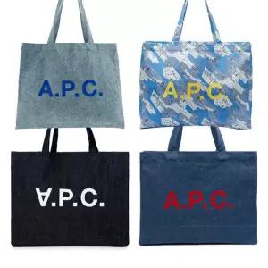 아페쎄 로고 데님 라지 에코백