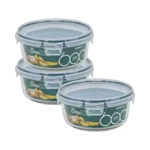 코멕스 오븐글라스 밀폐용기 원형 950ml x 3개
