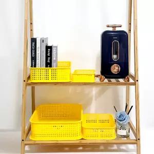 스텝 정리 수납 바구니 수납함 노란바구니 학교 교구상자 4호