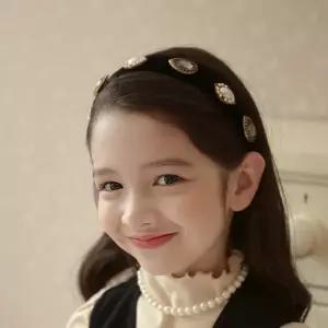 럭키밤비네 여아 아동용 앤틱큐빅 벨벳헤어밴드