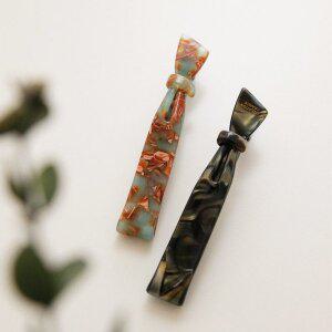 [제이로렌] 프랑스 슬림리본 마블 포인트 집게핀 H01217