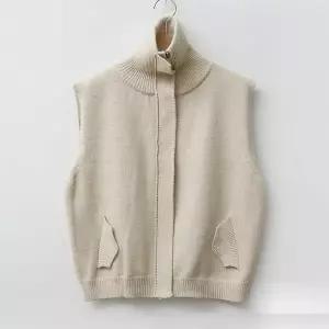 [하프클럽/샵앤]하이넥 플랫 간절기 레이어드 집업 여성 니트 조끼 DGB-WVS-2681-