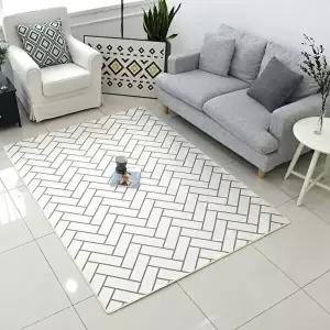 헤링본 나염 극세사 러그 카페트 대형 150 x 200_WB71FD8