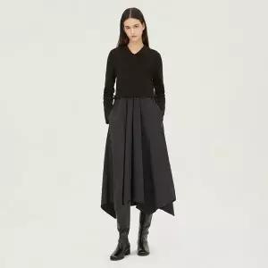 [하프클럽/시슬리]카라 풀오버 우븐 패치 니트 원피스  SAKO01311