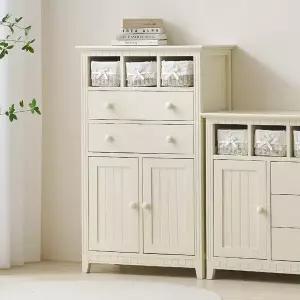 [밀키웨이] 아쿠아 원목도장 라탄 하이 수납장