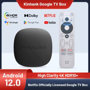 셋톱 박스 KINHANK GTV 안드로이드 12 0 스마트 TV 넷플릭스 4K 구글 HDR10 돌비 오디오 스크린 캐스팅 16GB eMMC