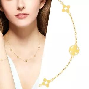 [골드피아] 14K 골드 클로버 스테이션 목걸이/팔찌