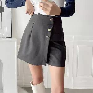 [하프클럽/옷자락]여자 A라인 랩치마바지 금장버튼 통와이드 겨울 반바지