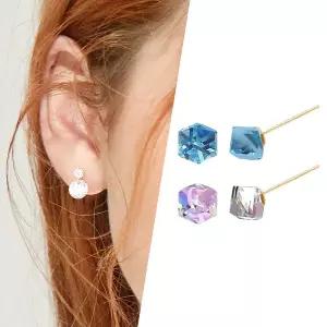 [골드피아] 14K 라운드/크리스탈 귀걸이