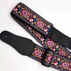 고품질 자수문양 스트랩 줄 기타어깨끈 레드 현악기 기타어깨끈 (WFGT9JO)