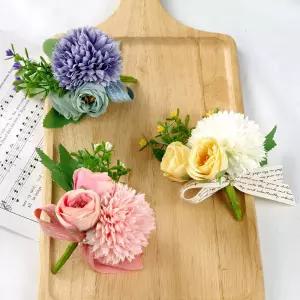 폼폼 소국 장미 브로치 3색 기념식 행사꽃 납골당 조화 코사지