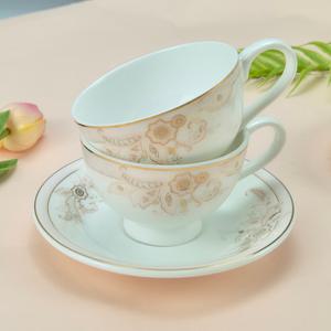 [행남자기] 그레이스 골드 커피잔 2인 세트 4p 사무실 고급스러운 선물용 찻잔 홈카페