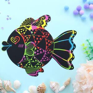 특수학교 미술놀이 여름수업 물고기 스크래치 페이퍼 (10p) 5개 초등미술