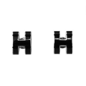 [중고명품] 블랙 실버 메탈 팝 아슈 귀걸이