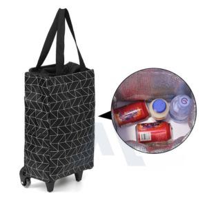 숍블리 보온보냉 접이식카트 바퀴형 블랙 바퀴달린장바구니 시장가방 휴대용장바구니