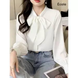 [아웃도어스/에꼴드파리]바젤 리본 블라우스_F33WBB003Z