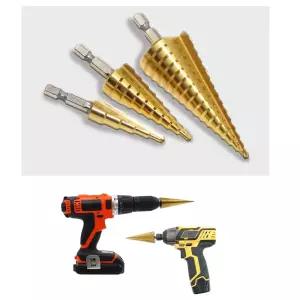 티타늄 스텝 드릴 비트 세트 홀쏘 구멍 뚫기 3종