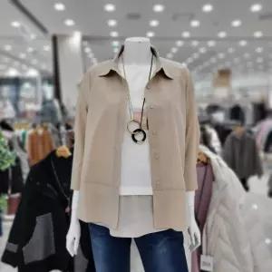 [벨라디터치]셔츠형 블라우스 V3E1BL25_GN