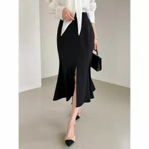 [하프클럽/모리스커밍홈]슬릿 인어라인 스커트_M2504SK605B