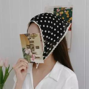 여자 레이스 플라워 소녀커치프 시스루 삼각 두건