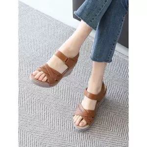 [하프클럽/]크로스 벨크로 웨지샌들 7cm_25S250