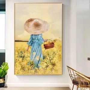 꽃밭의 그림액자 소녀 명화 80x120cm (WFHJMHX)