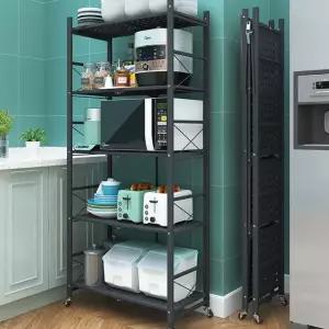 블랙 접이식 선반 이동 철제 5단 (WFHJKHM)