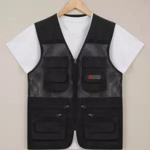 남성용 통기성 메쉬 아웃도어 포켓 작업 조끼
